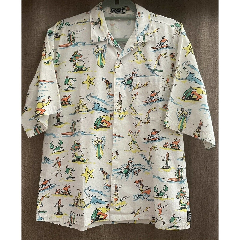 Vintage Heet Hawaiian Shirt Men’s Medium Surf Character Shirt